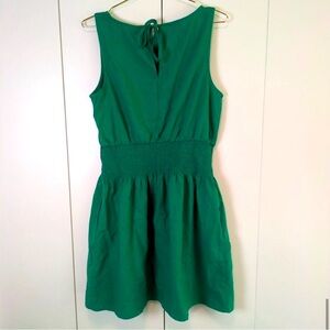 Universal Thread Green Sleeveless Cotton Blend Dress Gathered Waist Med Women's